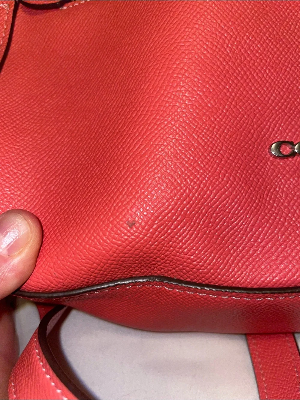 Coach Coral-Red Leather Zip Front Backpack